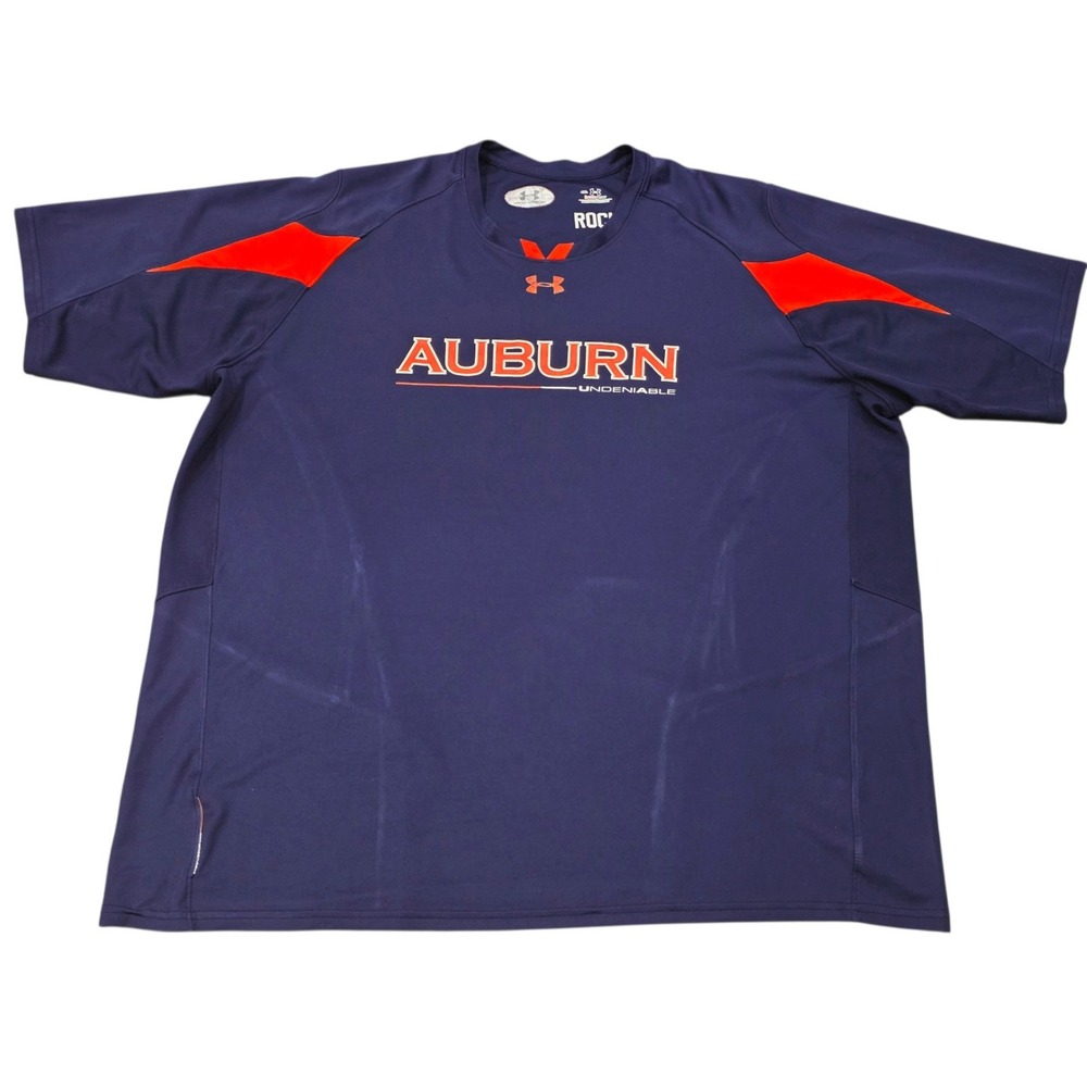 Under Armour Auburn Tigers Undeniable Mens Shirt 4XL HeatGear Blue Football ROCK